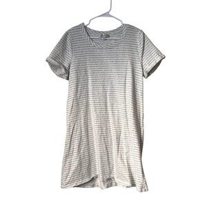 Neiman Marcus cotton white and gray short sleeve summer tshirt dress casual